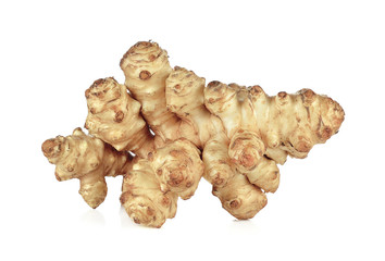 Jerusalem artichoke on a white background