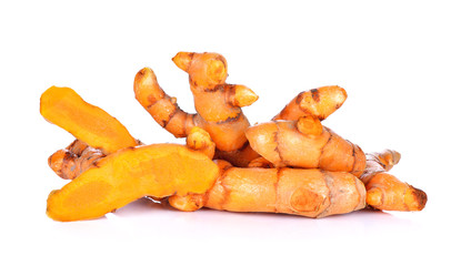 Fresh turmeric isolated on white background