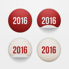 Set of realistic New Year white circle Stickers