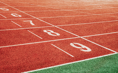 Starting point with running track lane Numbers, Concept for sport idea
