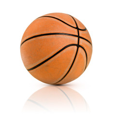 Fototapeta premium Isolated old basketball on white background
