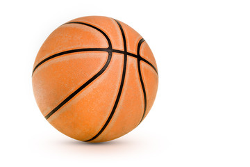 Isolated old basketball on white background