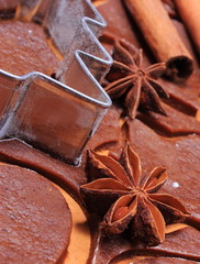 Spice and accessories for baking on dough for Christmas cookies and gingerbread