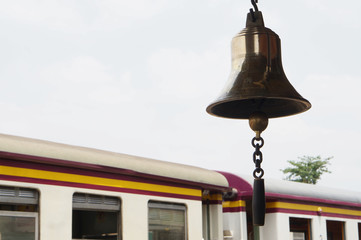 Bell at train station on bogie background