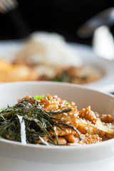Fried Pork And Rice With Seaweed On Top : Japanese and Korean Fo