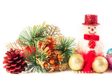 Close up Christmas decoration on white background 