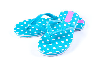summer fashion blue Flip Flop Sandals Isolated  White backgroud