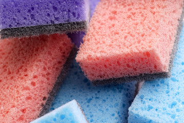 scouring pads , cleaning items in several colors