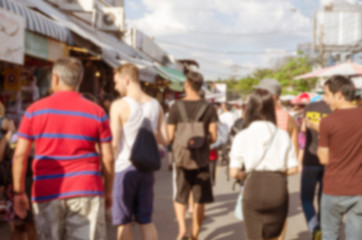 Abstract Blurred Style of The People Walking in the Shopping Market - Evening Urban Lifestyle Background