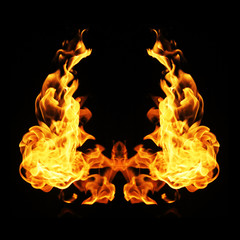 Fototapeta premium Fire flames collection isolated on black background