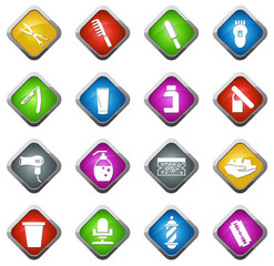 Set of hairdressing equipment icons
