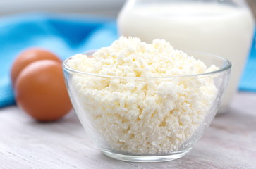 Dairy products. Fresh cottage cheese and eggs