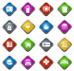 Hotel room icons set