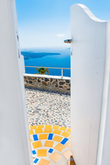 Beautiful landscape with sea view on Santorini island, Greece.