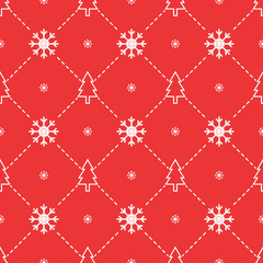 Christmas trees and snowflakes seamless pattern