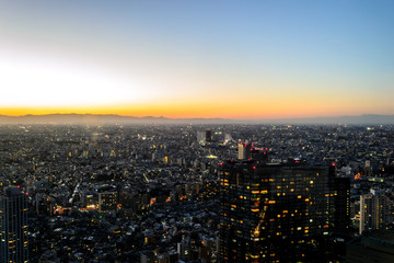 Fototapeta na wymiar Tokyo city scape at twilight