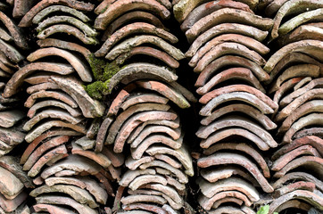 Heap of old greek roof tiles