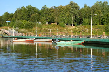 Fishing boats on the river Sura. Russia