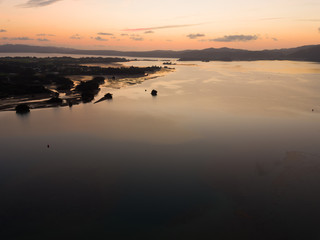 沖縄 羽地内海朝日 空撮
