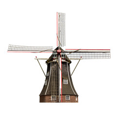 Dutch windmill isolated - 96815106