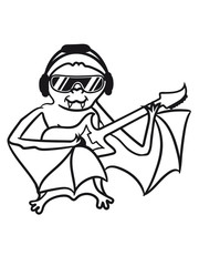 dj party band cool sunglasses headphones music bass guitar rocker hardrock playing electric guitar bat