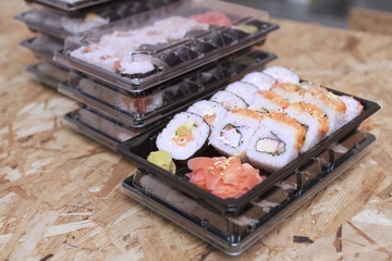 Sushi Box takeaway, Stock image