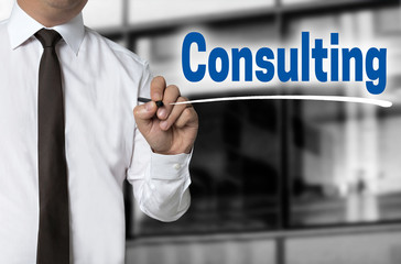 Consulting is written by businessman background concept