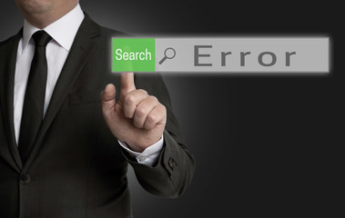 Error internet browser is operated by businessman concept