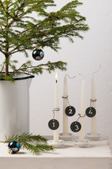 1. Advent. Cristmas decorations with advent candles.