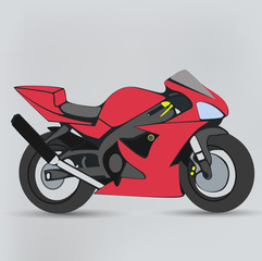 Red motorcycle isolated on a gray background