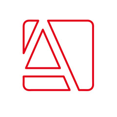 Vector initial letter A. Sign made with red line