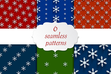 Seamless  pattern set with snowflakes 