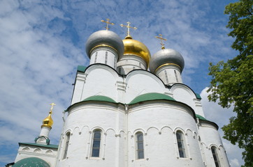 Fototapeta na wymiar Moscow, Russia. Novodevichy convent. Smolensky Cathedral