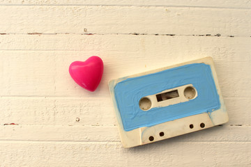 Cassette tape and heart - love good old technology concept