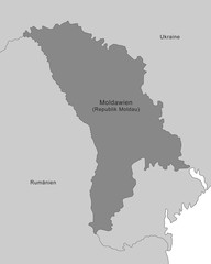 Karte von Moldawien - Grau (mit Beschriftung)