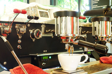coffee machine preparing cup of coffee.