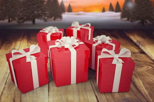 Composite image of christmas gifts