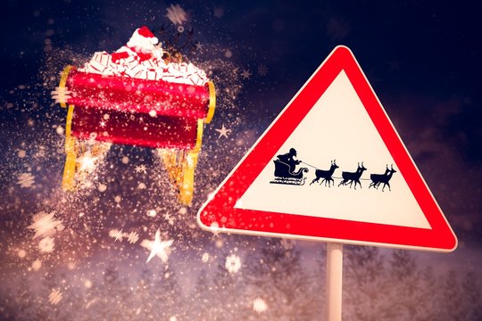 Composite Image Of Christmas Road Sign