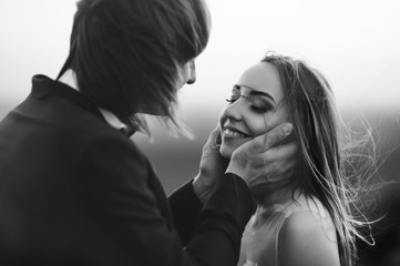 portrait of young wedding couple