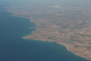 Fototapeta premium A view from the airplane. Cyprus island. 