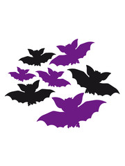 halloween silhouette pattern design swarm flying horror black purple bat