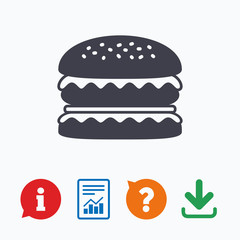Hamburger icon. Burger food symbol.