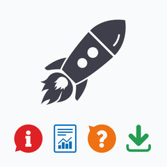 Start up icon. Startup business rocket sign.