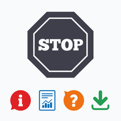 Traffic stop sign icon. Caution symbol.