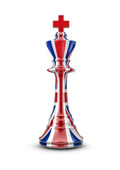 UK chess king / 3D render of chess king with British flag