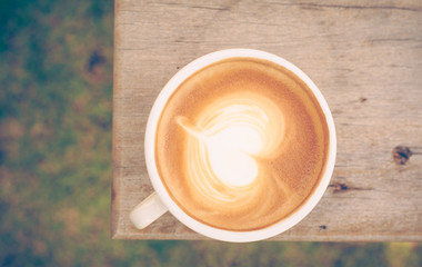 Close up Coffee latte art,vintage color