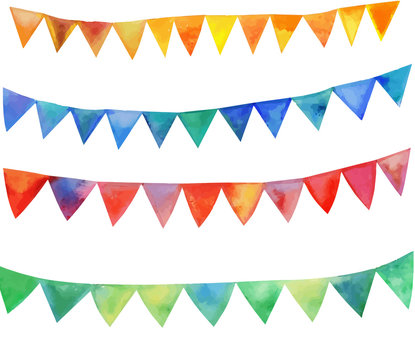 Watercolor vector festive flags for your creativity