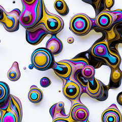 3d bubbles, abstract liquid background, marbled paints illustration, fordite shapes