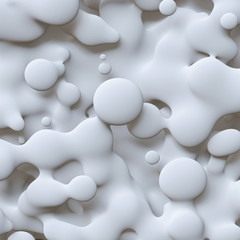 3d abstract wavy background, white smooth shapes