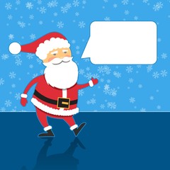 Santa Claus with speech bubble, blue background